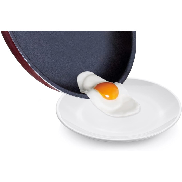 Набір каструль та сковорідок Motase 6 предметів з антипригарним покриттям, знімні ручки, легкий алюміній, підходить для індукційних плит, червоний