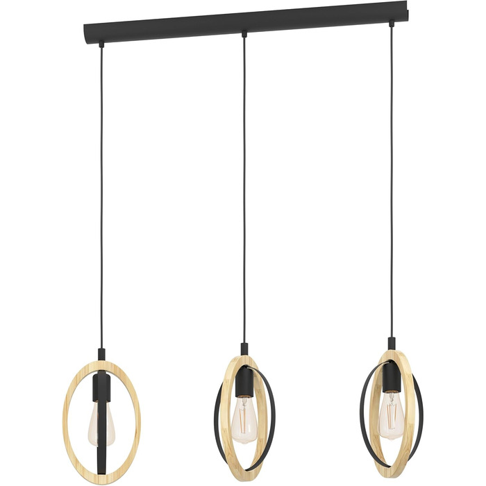 Торшер EGLO Basildon 1: дерев'яний торшер з абажуром, з вимикачем, E27, для вітальні, спальні, чорний, натуральний колір