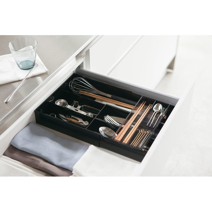 Органайзер для столових приладів Yamazaki 3383 Tower, чорний, ABS/PS пластик, 25x24.6x5.7 см