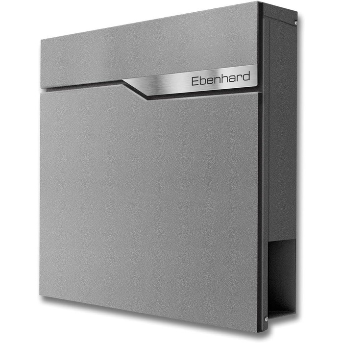 Поштова скринька Metzler антрацит з газетницею та іменним шильдиком RAL 7016, вулична, антикорозійна, для настінного монтажу, сучасний дизайн 37x37x10.5 см