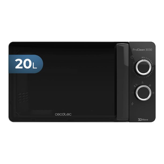 Мікрохвильова піч Cecotec ProClean 3030, 20л, 700Вт, технологія 3DWave, таймер на 30 хв, чорна