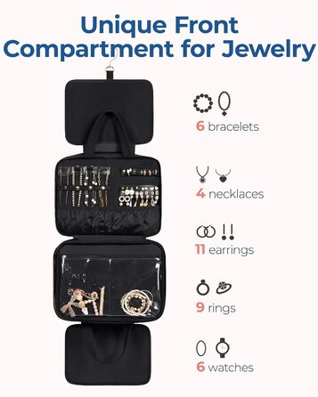 Сумка для косметики BAGSMART, органайзер для подорожей, тоалетна сумочка для жінок, велика, бежева (чорна, L)
