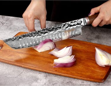 Японський кухонний ніж YOUSUNLONG Gyuto 255мм з дамаської сталі - професійний кухонний ніж з дерев'яною ручкою та піхвою
