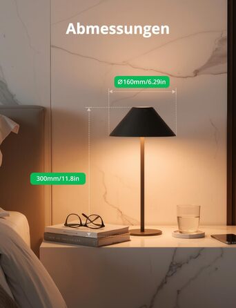BOJIM 2 шт. LED настільна лампа з акумулятором, бездротова, USB, диммування, магнітна, IP54, для балкона/на вулицю (Антрацит)