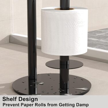 Тримач туалетного паперу підлоговий, нержавіюча сталь, на 3 рулони, чорний