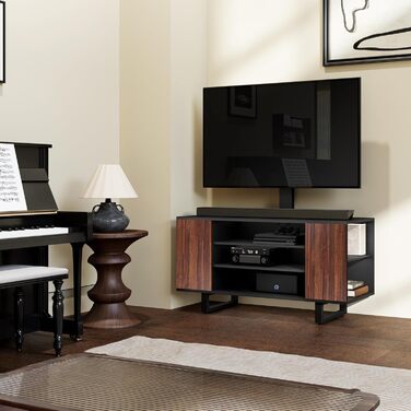 FITUEYES TV Stand with Mount - Wood TV Console for TVs 32-70 inch, Adjustable Height, Swivel ±25°, Up to 40kg, Max.VESA 600x400