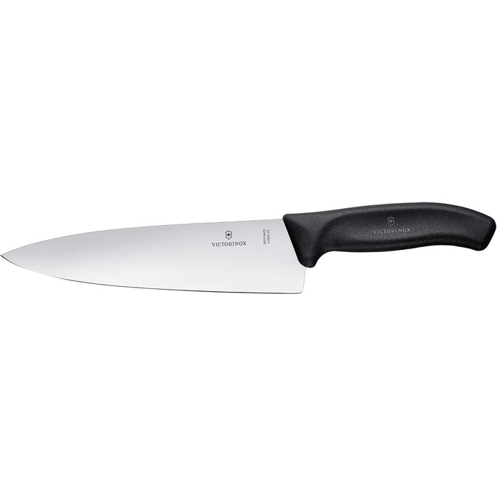 Кухонний ніж Victorinox Swiss Classic 20 см, професійний, пряме лезо, надгострий, нержавіюча сталь, чорна пластикова ручка
