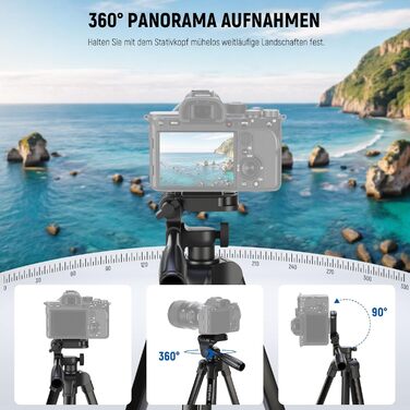 NEEWER Штатив для відеозйомки з пливним упором 72', сумісний з DJI RS Gimbal, для DSLR та відеокамер, максимальне навантаження 8кг