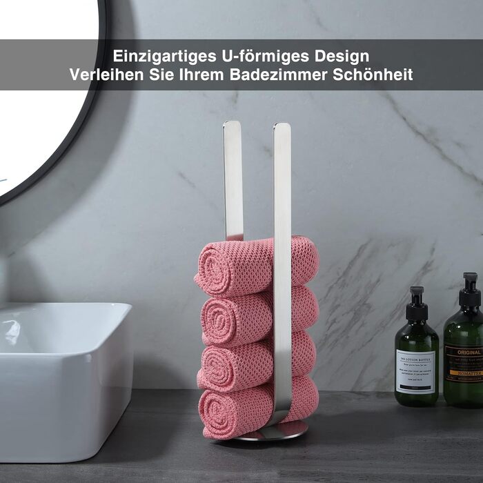 Тримач для рушників ZUNTO без свердління, для гостей, самоклеючий, штанга для рушників з нержавіючої сталі, 40 см, сріблястий (стійкий)