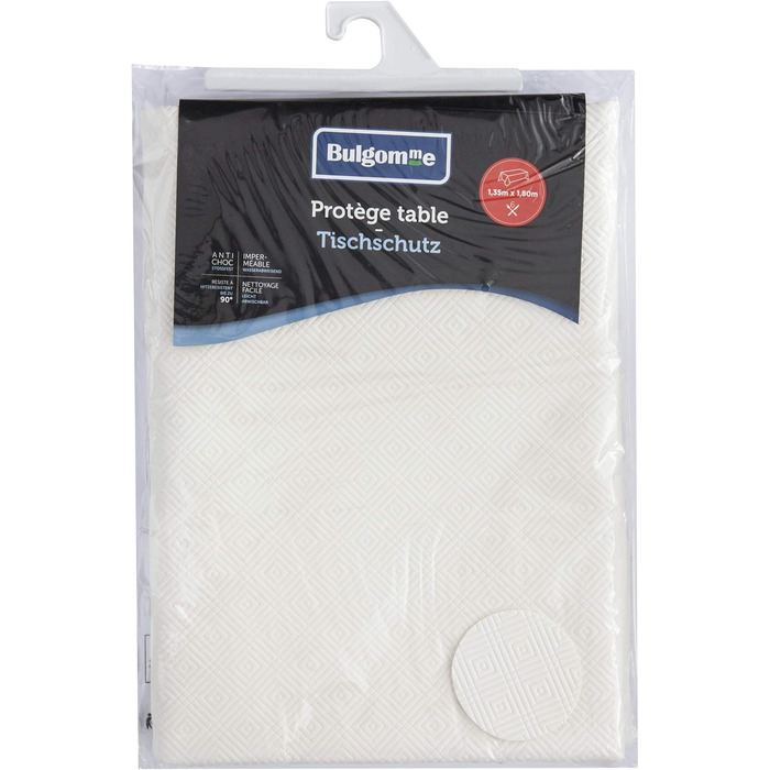 Venilia Table Placemat Bulgomme Rectangular, Tablecloth, Non-Slip, Shock-Absorbing, Easy to Clean, Liquid-Proof, PVC-Polyester, White, 135 x 180 cm