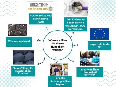 Ортопедичне собаче ліжко Dogs4Life Velours XXL (135x100 см) | Для великих собак | З водонепроникним покриттям | Зручне собаче ліжко | Зручне та миється | Для дому та вулиці