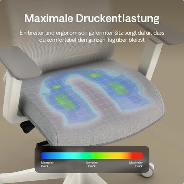 Офісний стіл Desktronic з регулюванням висоти та підтримкою попереку | Комп'ютерний стілець з широким м'яким сидінням (Сірий)