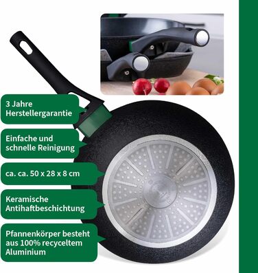 Grill-сковорода FACKELMANN Chefkoch Hamburg керамічна 28 см з антипригарним покриттям, з переробленого алюмінію, для всіх видів плит та духовки