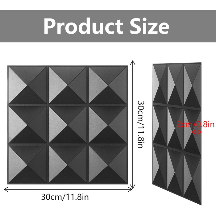 3D панелі на стіну ПВХ чорні, декоративні стінові та стельові панелі для геймерської зони, вітальні та спальні, 2 шт.
