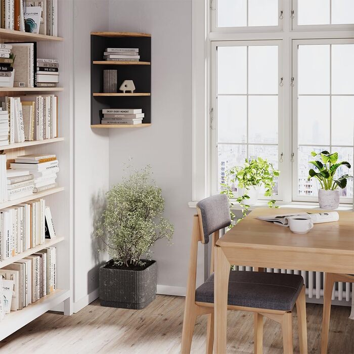 Vicco Corner Shelf Ecki, Bookshelf, White/Goldkraft Oak, 30 x 60 cm (Anthracite/Goldkraft Oak, 60x30 cm)