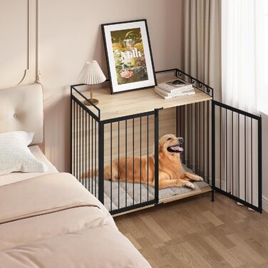 Клітка для собак EUGAD з дерева, переносна будовушка для дому, XXL, для малих/середніх собак, 104x92x60 см, міцна