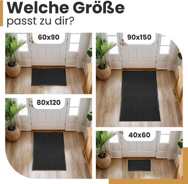 Килимок для дому 40x60 см, антрацит, міцний, вбираючий - антиковзаюче покриття для підлоги