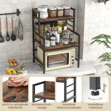 Кухонна полиця GOPLUS з 3 рівнями, для мікрохвильової печі, металевий каркас, 52 x 42 x 78 см