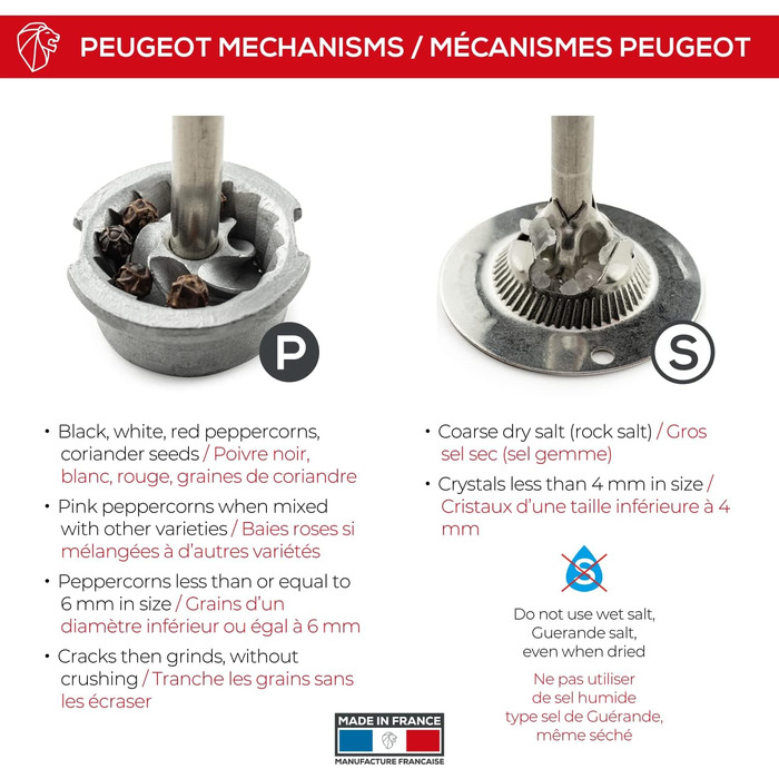 PEUGEOT Bistro Pepper/Salt Mill Set, Classic Grind Setting, Height: 10 cm, Wood, White/Black, 2/24291