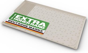 Килимок під миску для собак - вологостійкий, неслизький, з високим бортиком, 55x40 см (сірий)