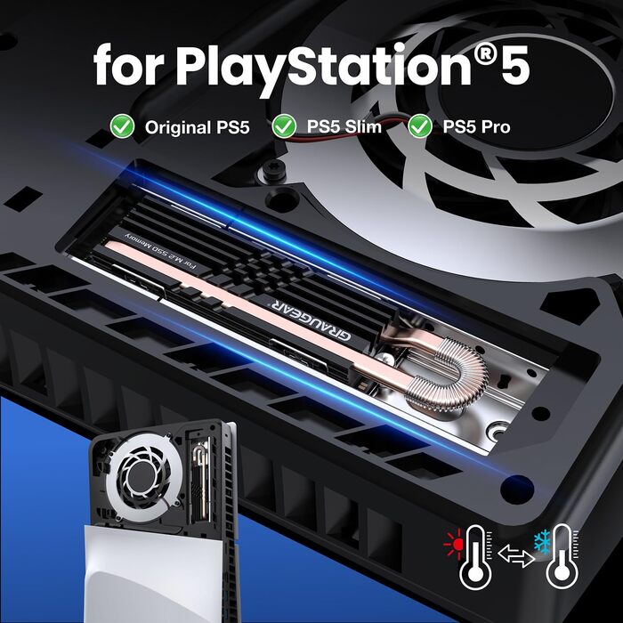 Радіатор охолодження GRAUGEAR HeatPipe для M.2 NVMe SSD (2280) з термонаклейкою з графену-міді, для ПК