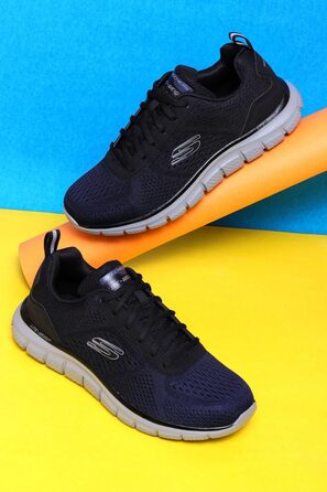 Чоловічі кросівки Skechers Track Ripkent - Navy Mesh Black Trim (40 EU, Широкий)