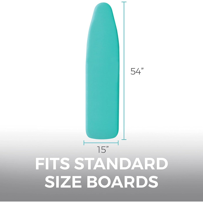 HOME GENIE Reflective Silicone Ironing Board Cover, 38.1 x 137.2 cm, fits large and standard boards, pads resist burns and stains, elastic edge covers, thick padding, no 15