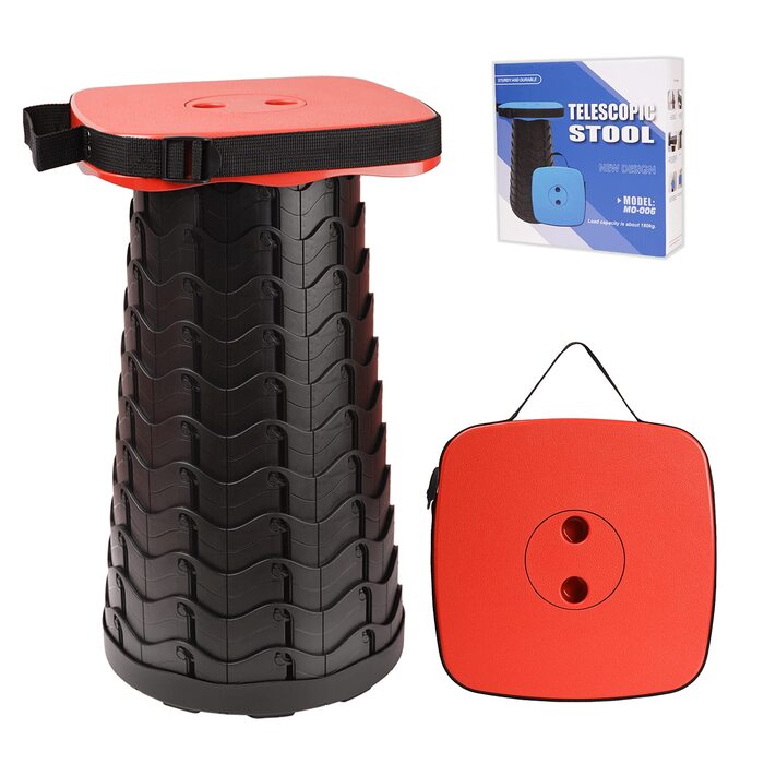 Складний стілець-телескоп для кемпінгу, риболовлі та відпочинку на природі (червоний)