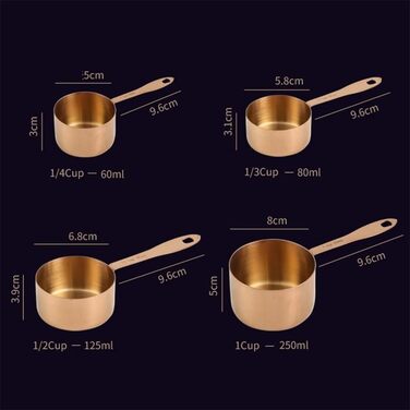 FBHappiness 4-Piece Measuring Cup Set, Stainless Steel Measuring Cups, Baking Tool, Kitchen Accessories (Color: B, Size: as shown)