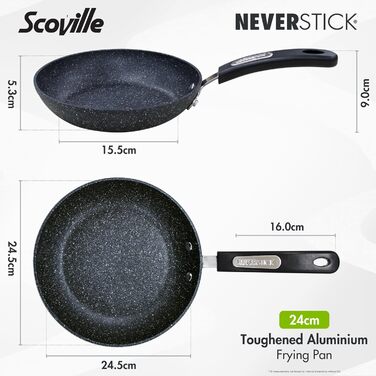Набір сковорідок Scoville Neverstick 2 шт, 24 і 28 см, антипригарні, для всіх плит, індукція, PFOA-вільні