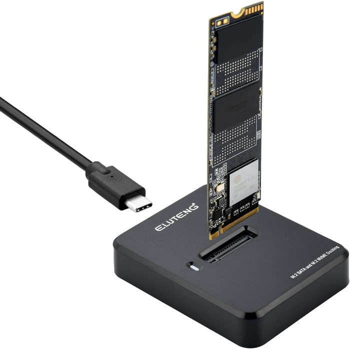 Док-станція для SSD ELUTENG: M.2 NVMe/SATA, 10Gbps, підтримка 2230/2242/2260/2280, адаптер з USB-корпусом
