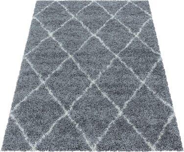 Круглий килим HomebyHome Shaggy 160 см, плюшевий, з скандинавським візерунком, для вітальні, спальні, кухні, прихожої. Розмір 280 x 370 см (прямокутний), сірий колір