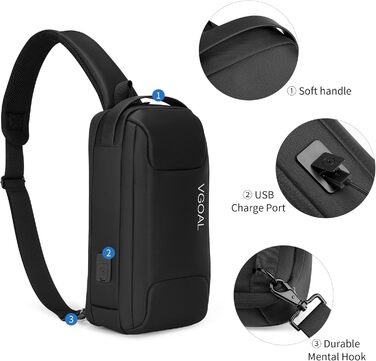 Чоловічий рюкзак VGOAL 6315-A Black – сумка-месенджер, для ноутбука
