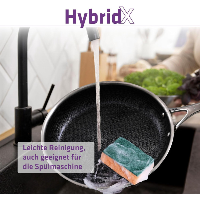 Сковорода Berndes HybridX 28 см індукційна з антипригарним покриттям b.nature Quartz - нержавіюча сталь, швидке нагрівання, без PFAS
