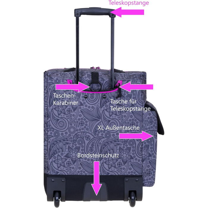 Alessandro Shopping Trolley Shopping Trolley (Gray Paisley Zip Purple)