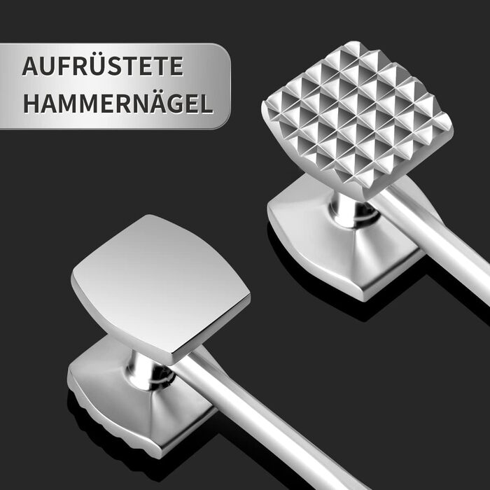 Молоток для м'яса Fleischhämmer з нержавіючої сталі, двосторонній, для шніцелів, котлет, стейків - ніж для розм'якшення м'яса