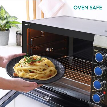 Набір посуду Navaris з каменю (16 предметів) для 4 осіб - тарілки, супові тарілки, чашки, антрацитовий колір