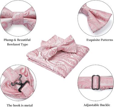 Метелик HISDERN для чоловіків з кишеньковим хустинкою, однотонний, регульований, для смокінгу, весілля, вечірки (E Altrosa 1)