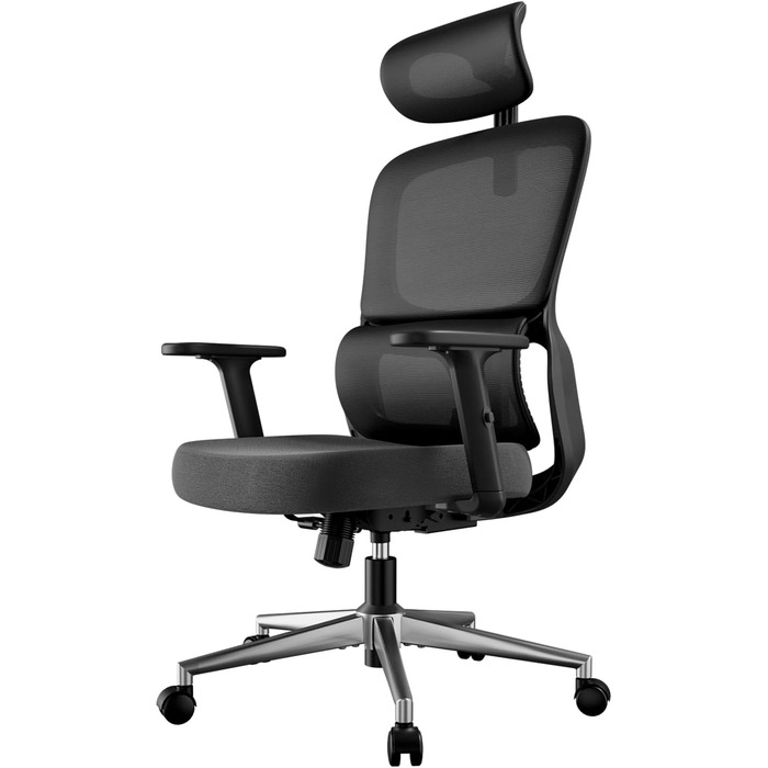 Hbada P2 Air Ergonomic Office Chair with Adjustable Lumbar Support, Height, Footrest, and 2D Headrest - Mesh Computer Chair, Swivel & Tilt Function, Black