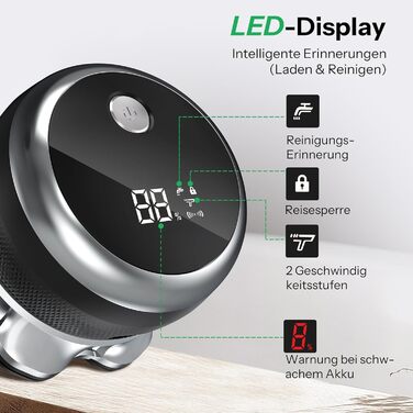 Електричний гостроювач для голикової голови Yeerain 7D, чорний, з LED-дисплеєм та 2 швидкостями