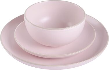 Набір посуду Gibson Home Festival Rings (16 предметів) з рожевого стеунгоду, ручна робота, для 4 осіб, сумісний з посудомийною машиною та мікрохвильовою піччю