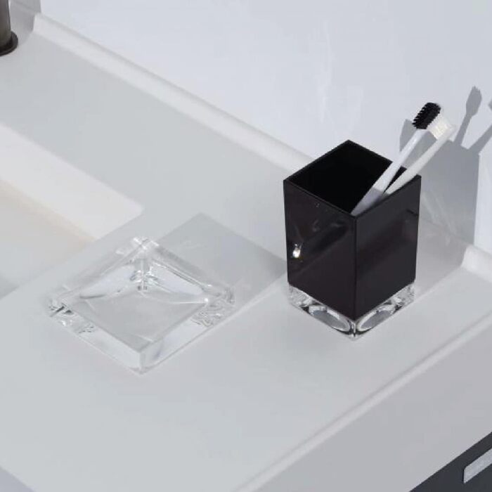 Kartell Boxy Toothbrush Holder, Plastic, Transparent, 7 x 7 x 12 cm