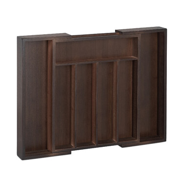 Relaxdays Dark Brown Cutlery Box Bamboo