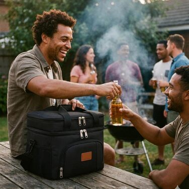 Термосумка JANSBEN для 12 банок: компактна, ізольована, з 6 відділеннями (чорна)