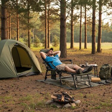 Крісло розкладне Costway Angelstuhl з підставкою для ніг, регульованою спинкою та високою подушкою, для кемпінгу, риболовлі та відпочинку