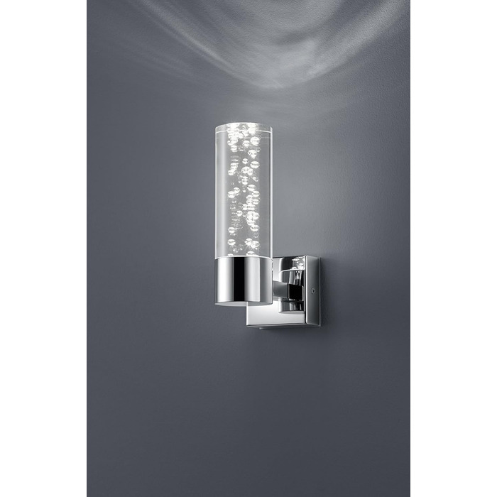 Trio Leuchten LED Bathroom Wall Light Bolsa 282410106, Chrome, Clear Acrylic with Bubbles, 3.2 Watt