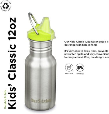 Klean Kanteen Classic Narrow Water Bottle 12 oz (Brushed Stainless)