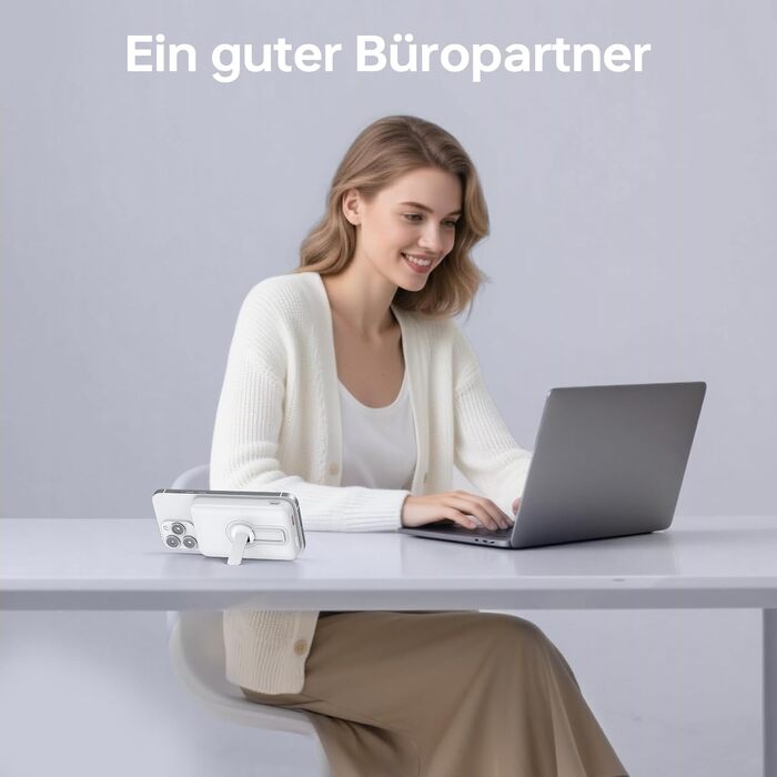 Power Bank 12000mAh з MagSafe, висувним підсвічуванням та USB-A виходом 22.5W PD, LED-дисплей, Type-C, білий