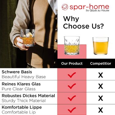 Набір склянок для віскі Spar-Home, 12 шт, 345 мл, кришталь, Tumbler