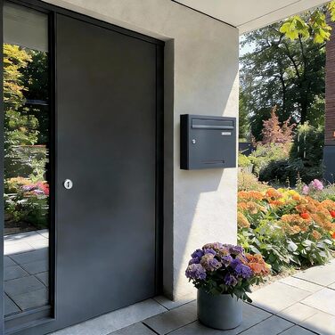 Поштовий ящик Zedelmaier з газетницею антрацит RAL 7016: Персоналізований настінний поштовий ящик з нержавіючої сталі, 3D номер будинку, сучасний, стійкий до погодних умов, подвійне порошкове покриття